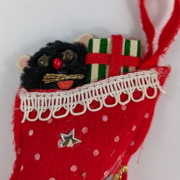 Vintage Felt Kitty Cat Christmas Tree Ornament SSCO Made in Japan Holiday Gift - Picture 5 of 8